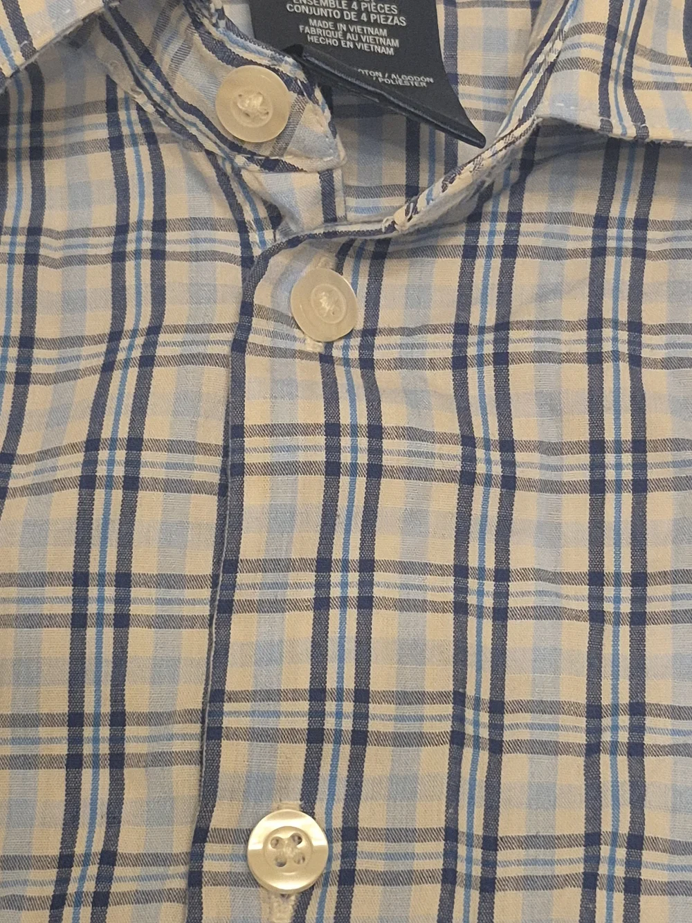 Nautica Blue and White Plaid Button-Down Shirt